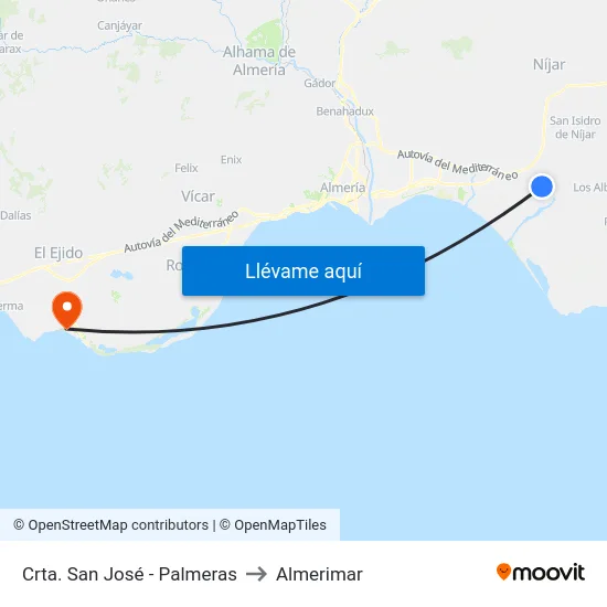 Crta. San José - Palmeras to Almerimar map