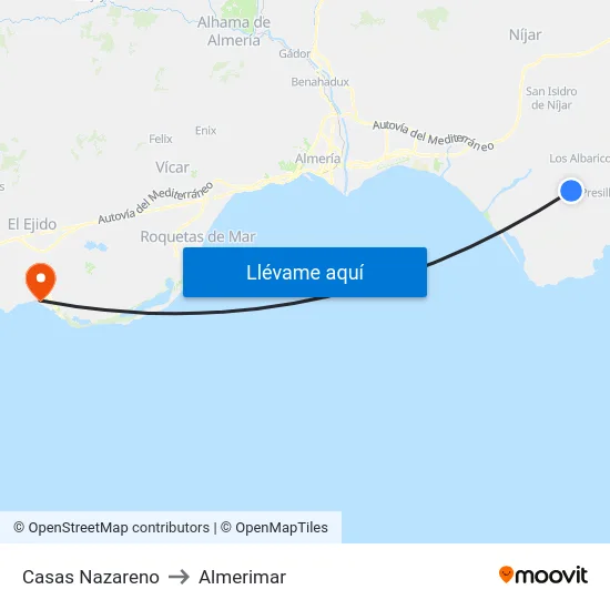 Casas Nazareno to Almerimar map