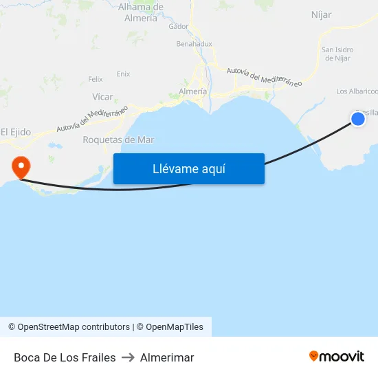 Boca De Los Frailes to Almerimar map