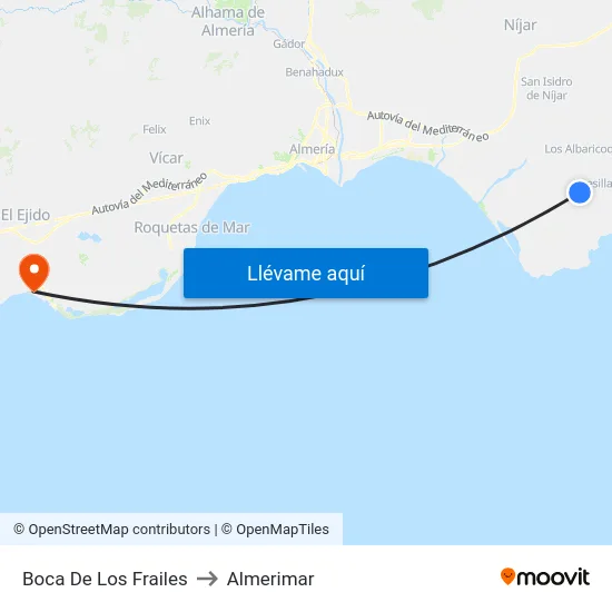Boca De Los Frailes to Almerimar map
