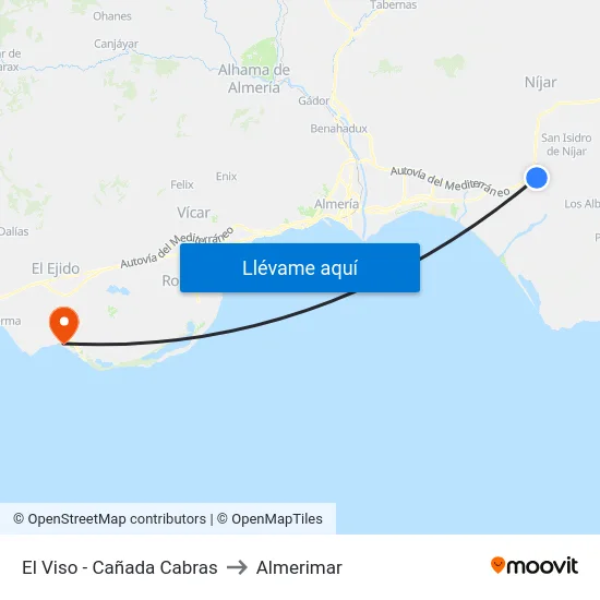 El Viso - Cañada Cabras to Almerimar map