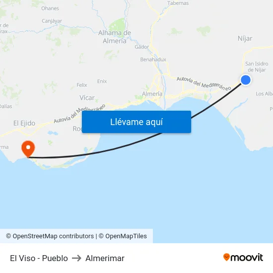 El Viso - Pueblo to Almerimar map