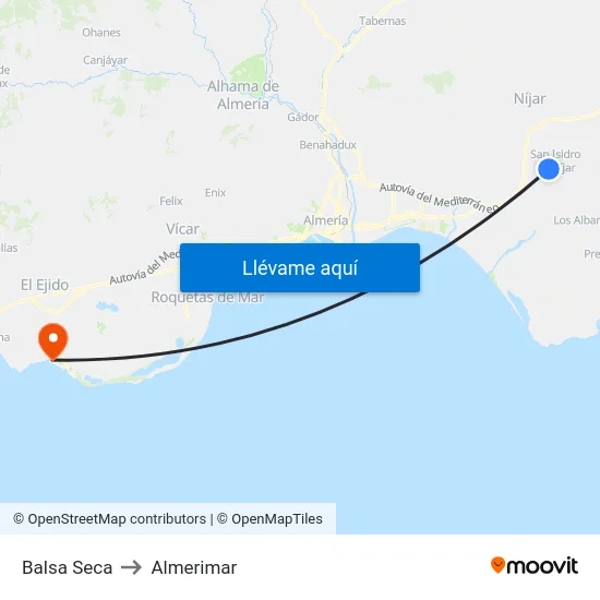 Balsa Seca to Almerimar map
