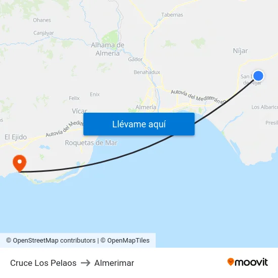 Cruce Los Pelaos to Almerimar map