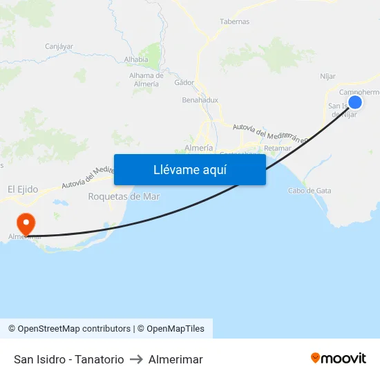 San Isidro - Tanatorio to Almerimar map