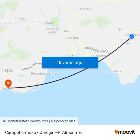Campohermoso - Omega to Almerimar map