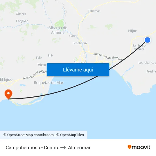 Campohermoso - Centro to Almerimar map