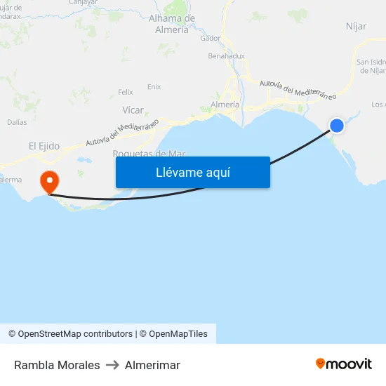 Rambla Morales to Almerimar map
