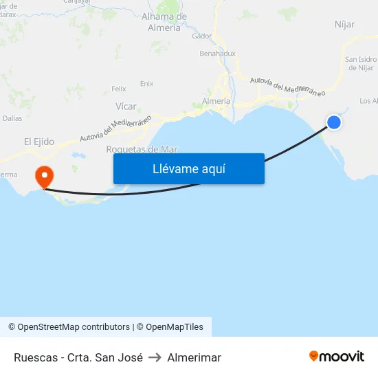 Ruescas - Crta. San José to Almerimar map