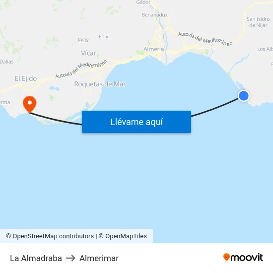 La Almadraba to Almerimar map