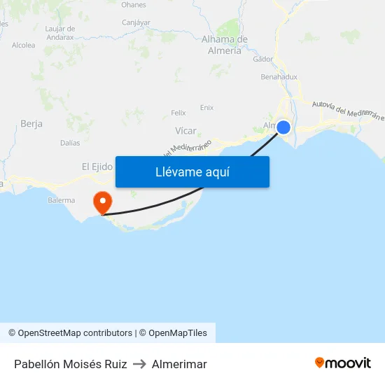 Pabellón Moisés Ruiz to Almerimar map