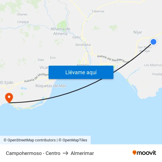 Campohermoso - Centro to Almerimar map