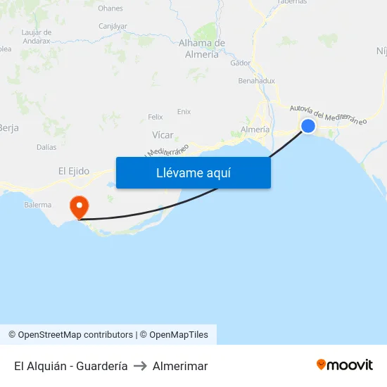 El Alquián - Guardería to Almerimar map