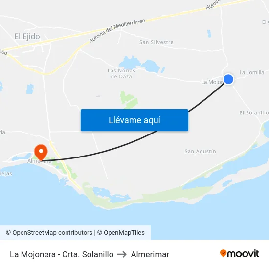 La Mojonera - Crta. Solanillo to Almerimar map