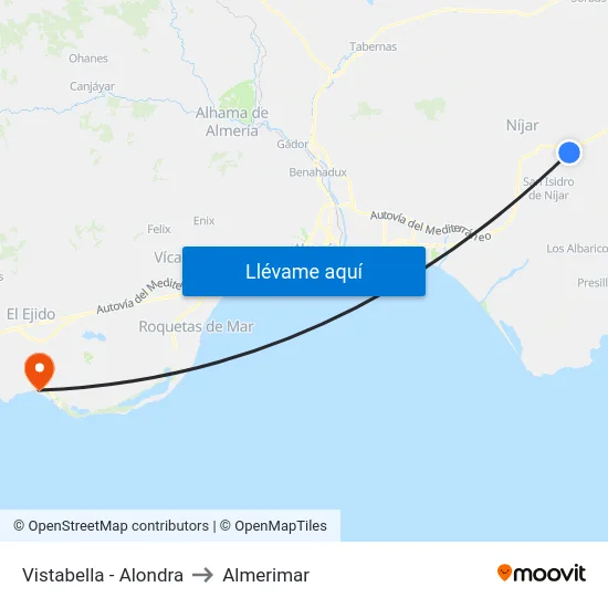 Vistabella - Alondra to Almerimar map