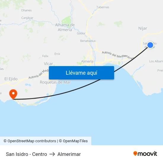 San Isidro - Centro to Almerimar map