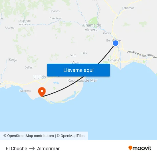 El Chuche to Almerimar map