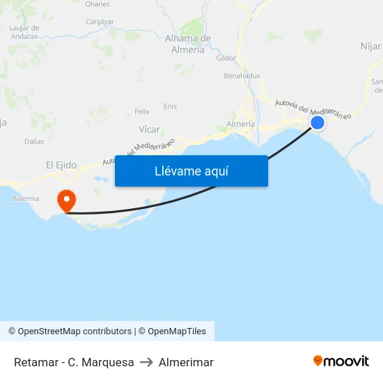 Retamar -  C. Marquesa to Almerimar map