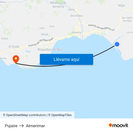 Pujaire to Almerimar map