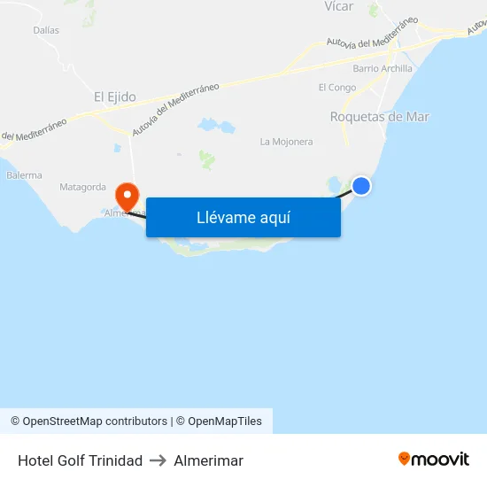 Hotel Golf Trinidad to Almerimar map