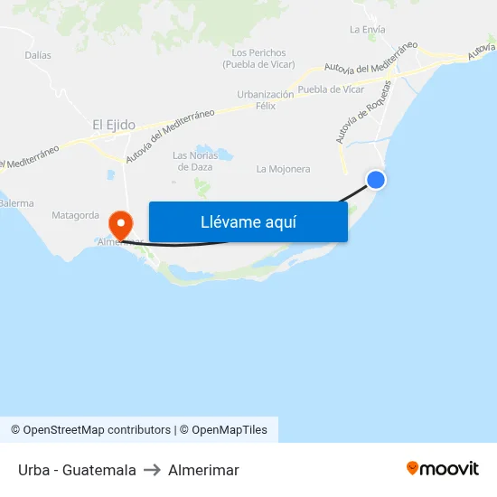 Urba - Guatemala to Almerimar map