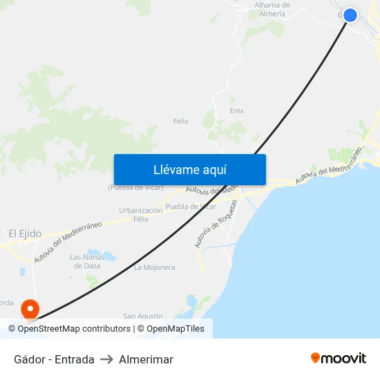 Gádor - Entrada to Almerimar map