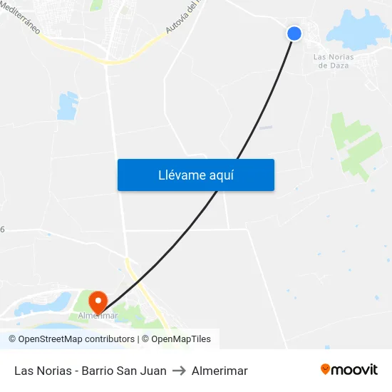 Las Norias - Barrio San Juan to Almerimar map