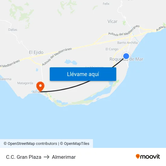 C.C. Gran Plaza to Almerimar map