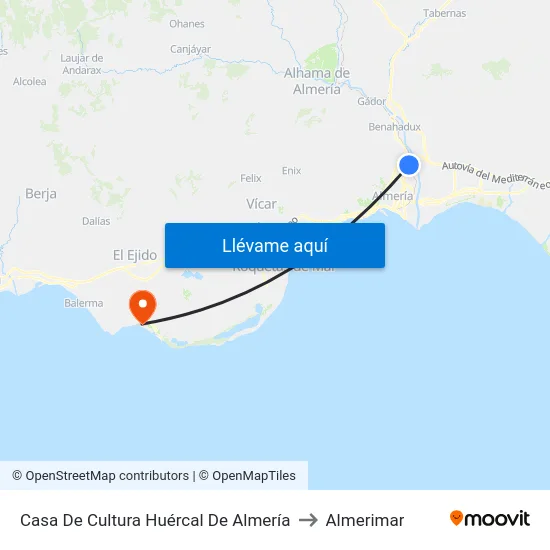 Casa De Cultura Huércal De Almería to Almerimar map