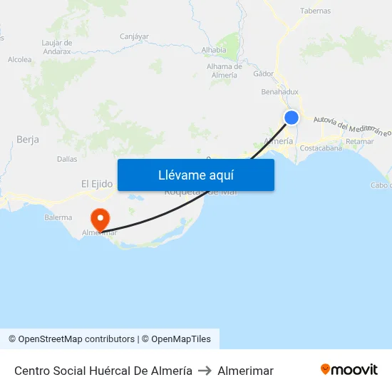 Centro Social Huércal De Almería to Almerimar map