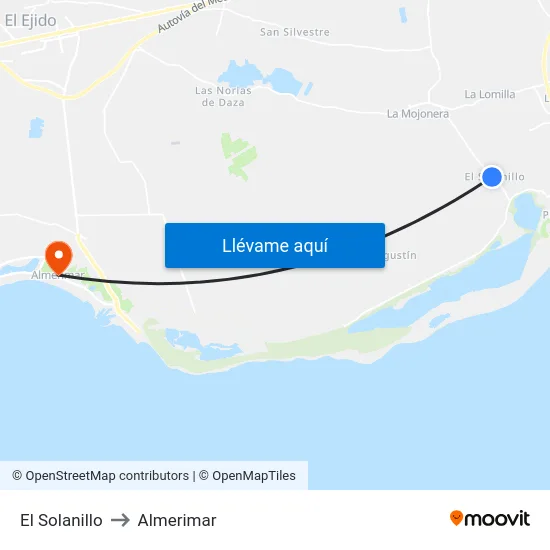 El Solanillo to Almerimar map