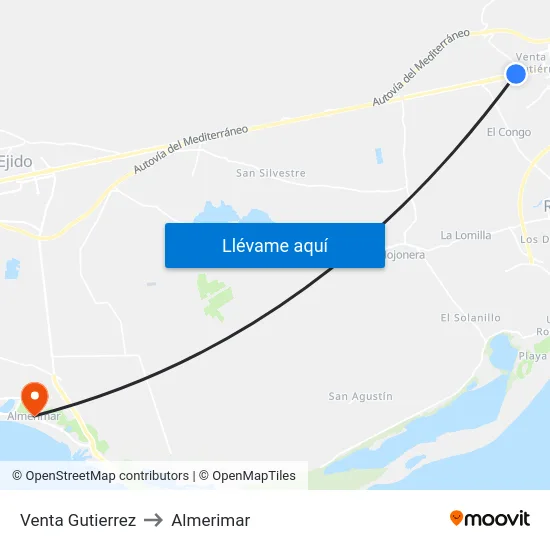 Venta Gutierrez to Almerimar map