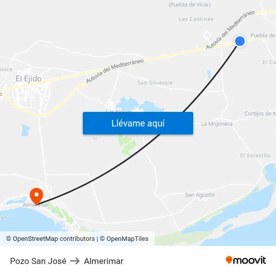 Pozo San José to Almerimar map