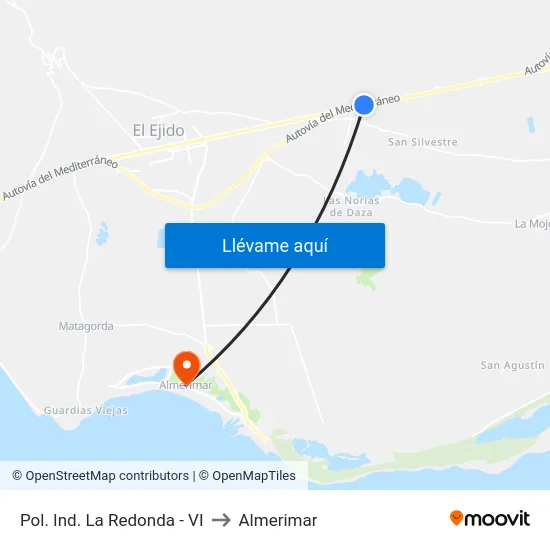Pol. Ind. La Redonda - VI to Almerimar map