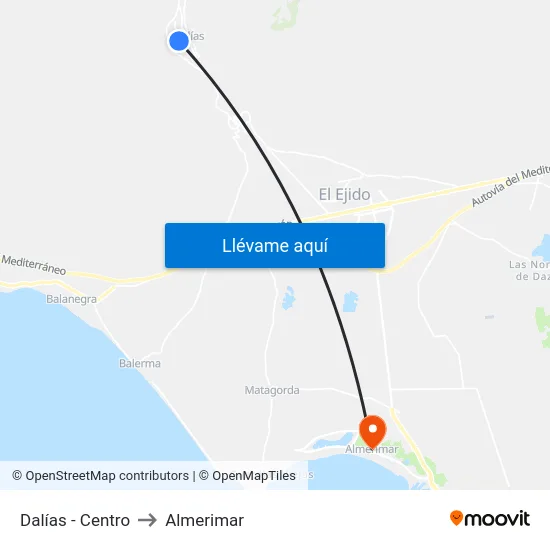 Dalías - Centro to Almerimar map