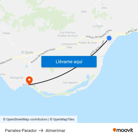 Parrales-Parador to Almerimar map