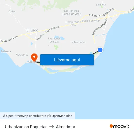 Urbanizacion Roquetas to Almerimar map