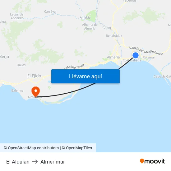 El Alquian to Almerimar map