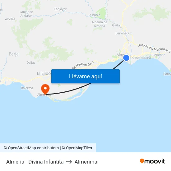 Almeria - Divina Infantita to Almerimar map