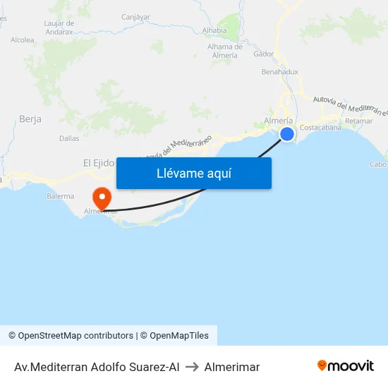 Av.Mediterran Adolfo Suarez-Al to Almerimar map
