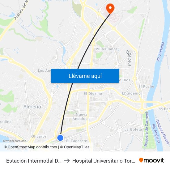 Estación Intermodal De Almería to Hospital Universitario Torrecárdenas map