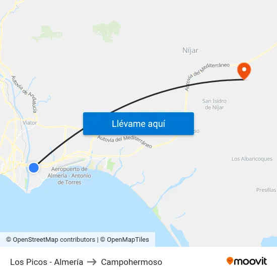 Los Picos - Almería to Campohermoso map