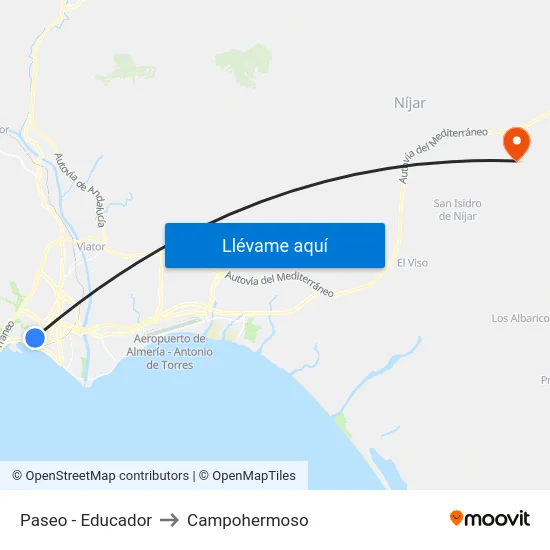 Paseo - Educador to Campohermoso map