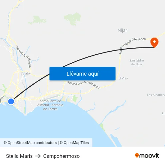 Stella Maris to Campohermoso map