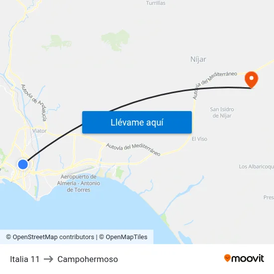 Italia 11 to Campohermoso map