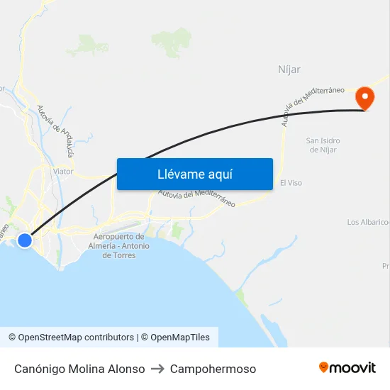 Canónigo Molina Alonso to Campohermoso map