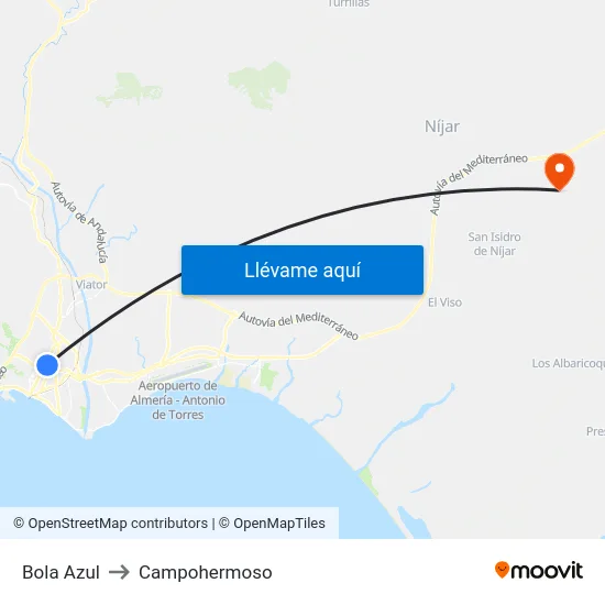 Bola Azul to Campohermoso map