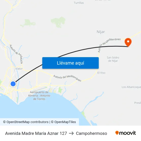 Avenida Madre María Aznar 127 to Campohermoso map
