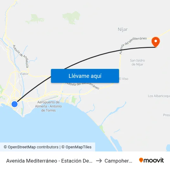 Avenida Mediterráneo - Estación De Servicio to Campohermoso map