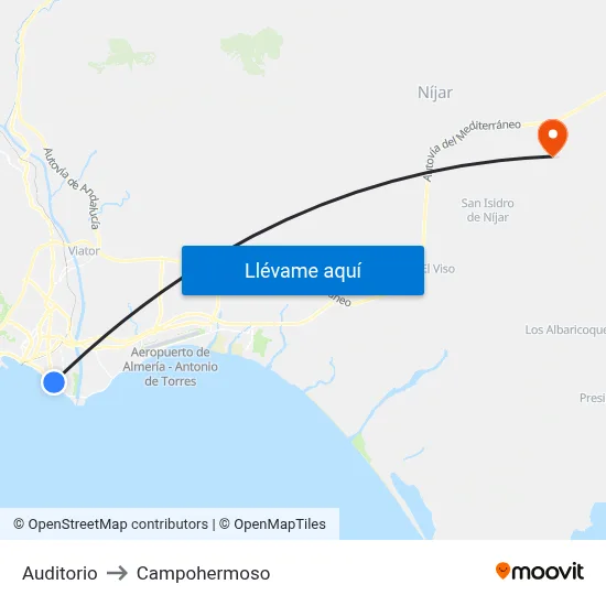 Auditorio to Campohermoso map